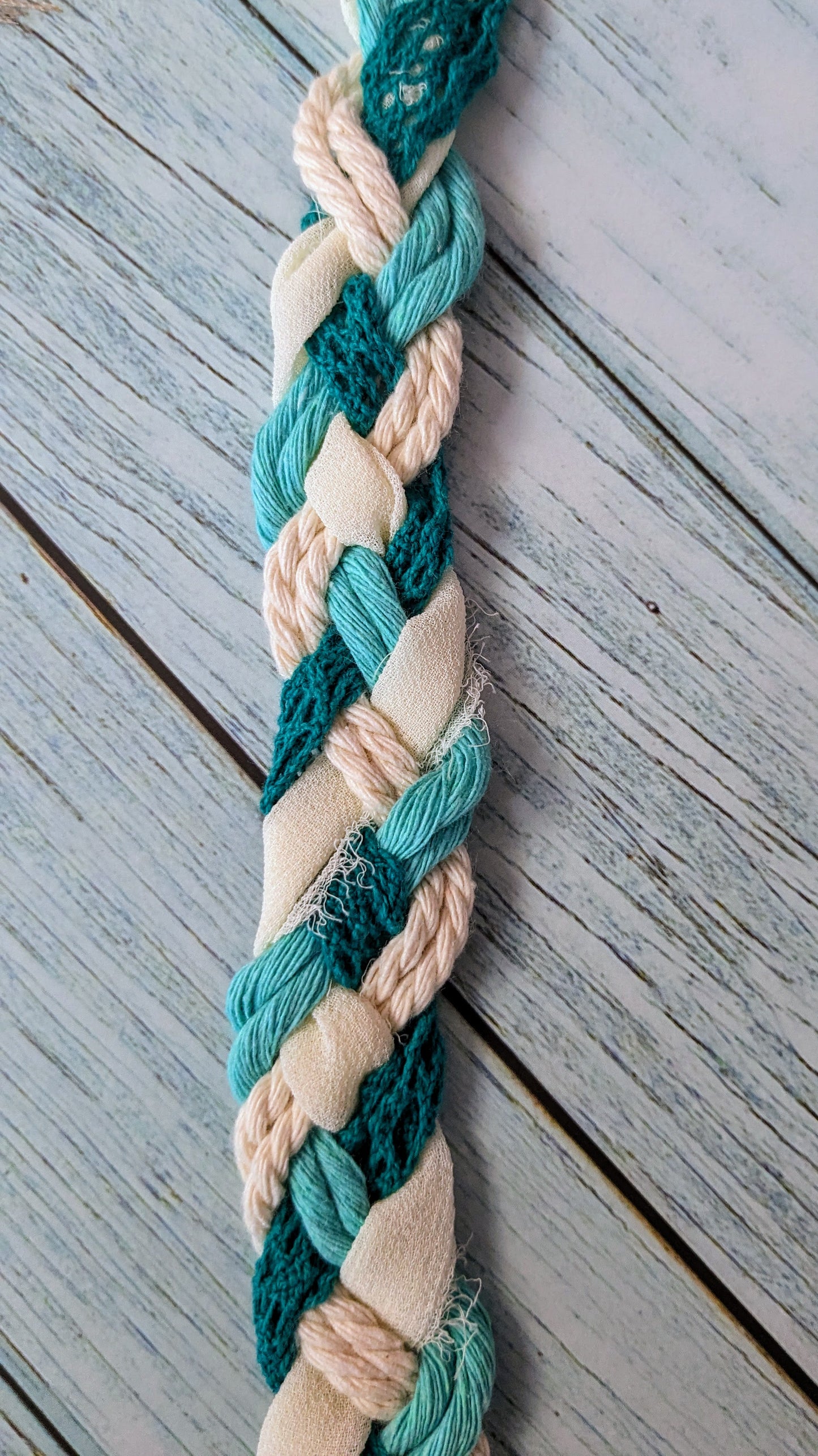 Handfasting lint Blauw met crème