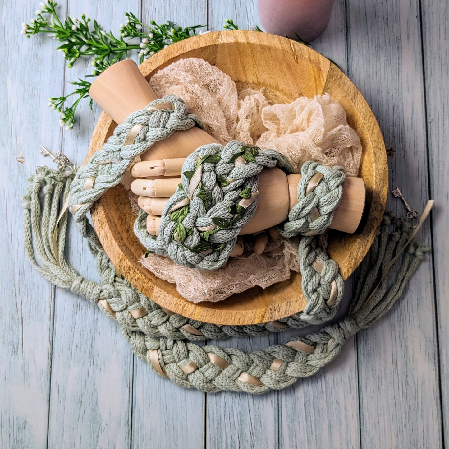 Handfasting lint Mintgroen brons 4