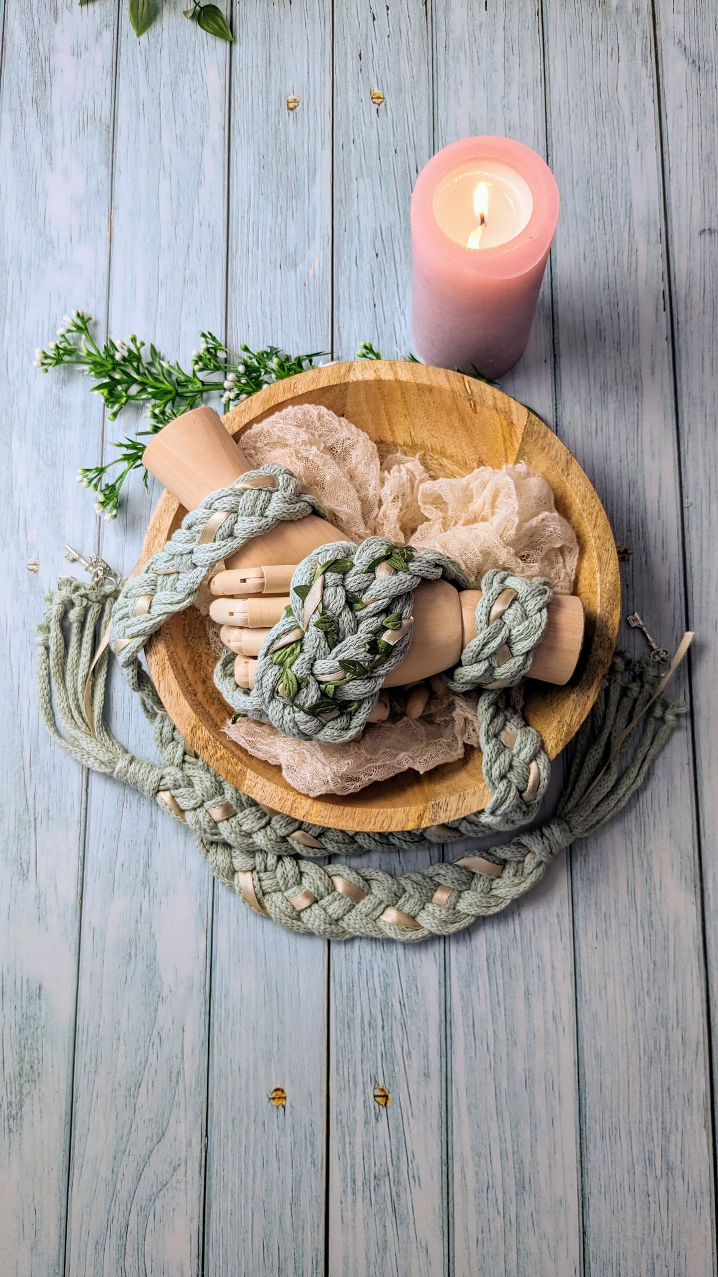 Handfasting lint Mintgroen brons 7