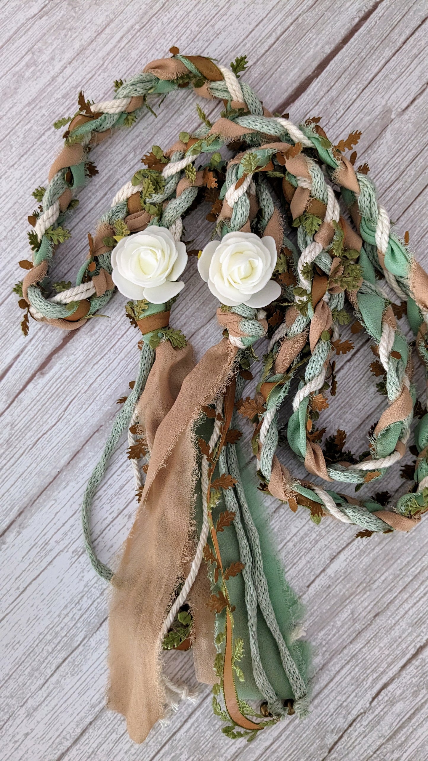 Handfasting lint mintgroen met crème en kaneelbruin video