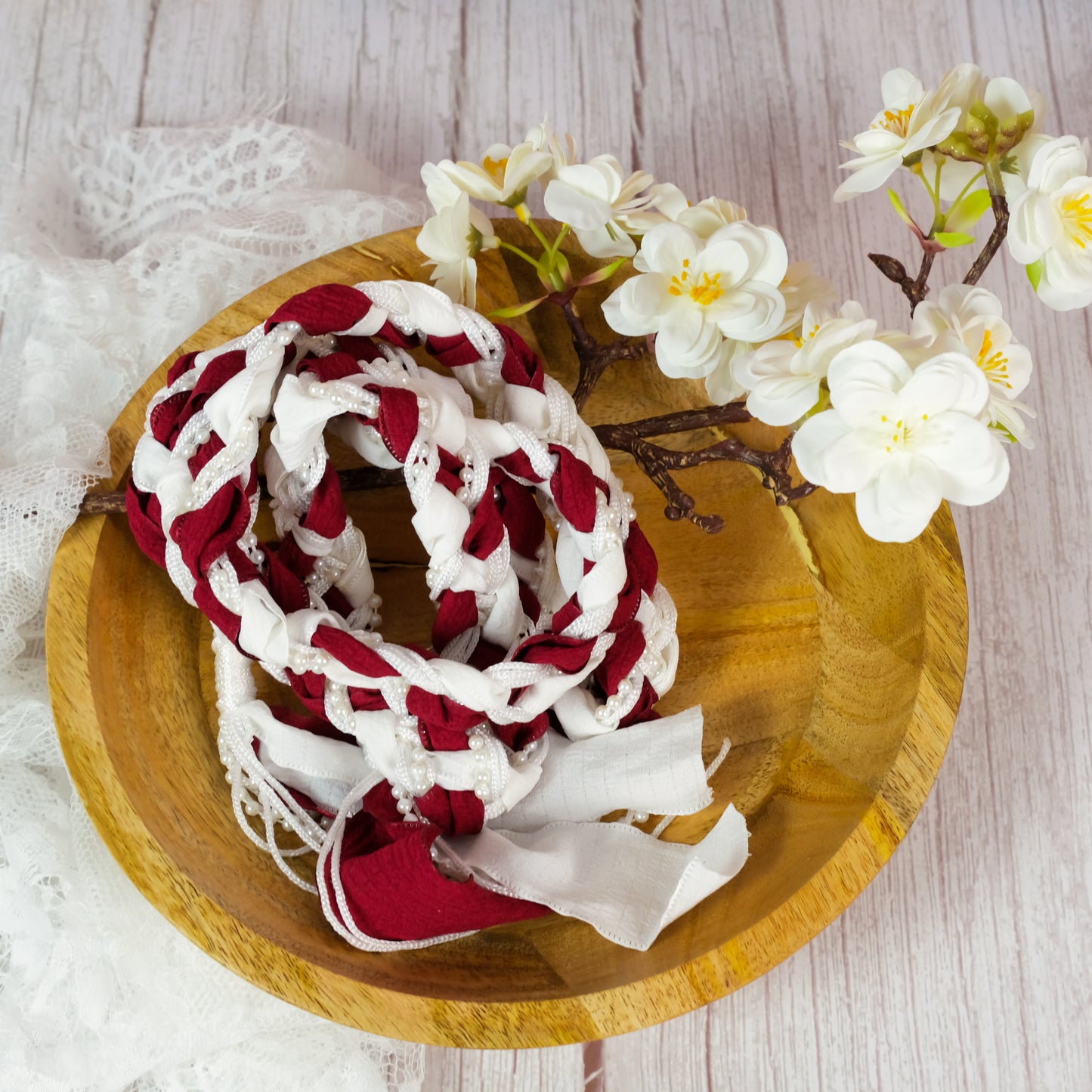 Handfastingslint Beltane Rood-wit - Mystieke Cirkel Online