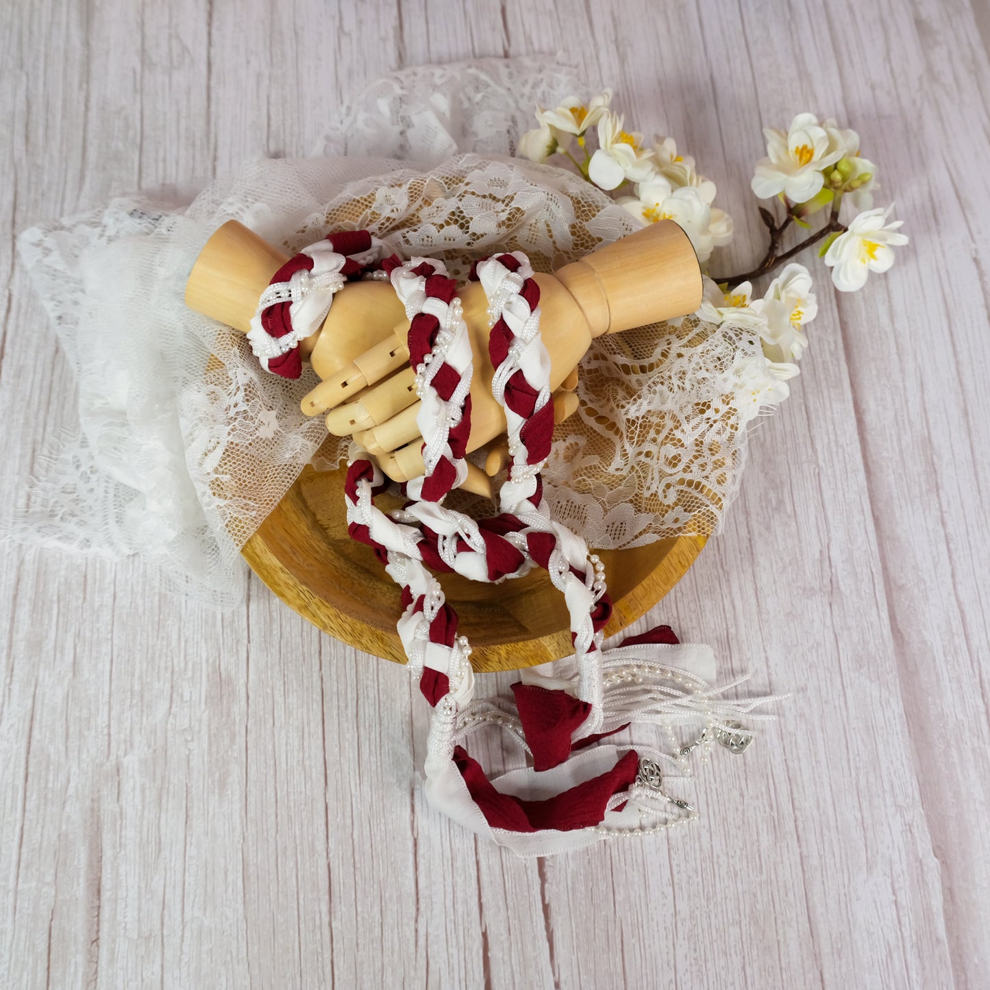 Handfastingslint Beltane Rood-wit - Mystieke Cirkel Online