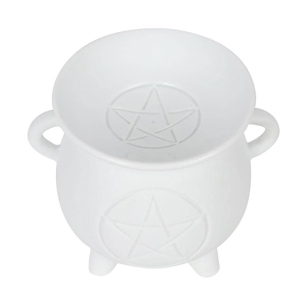 Witte Pentagram ketel, oliebrander en wasverwarmer - Mystieke Cirkel Online