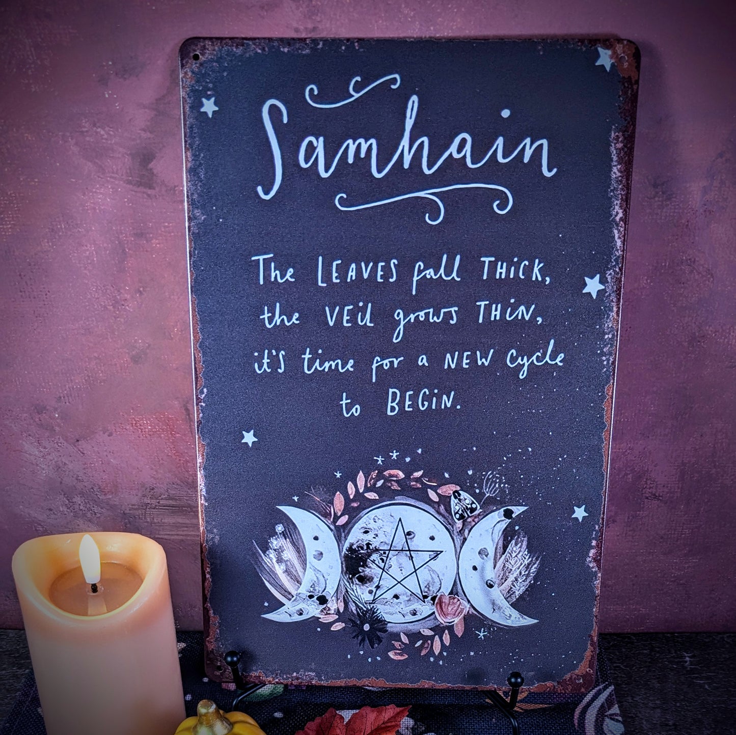 Samhain Blessings metalen bord