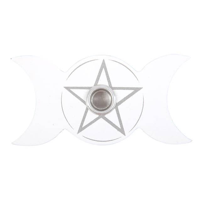 Witte Triple Moon Spell kaarsenhouder - Mystieke Cirkel Online