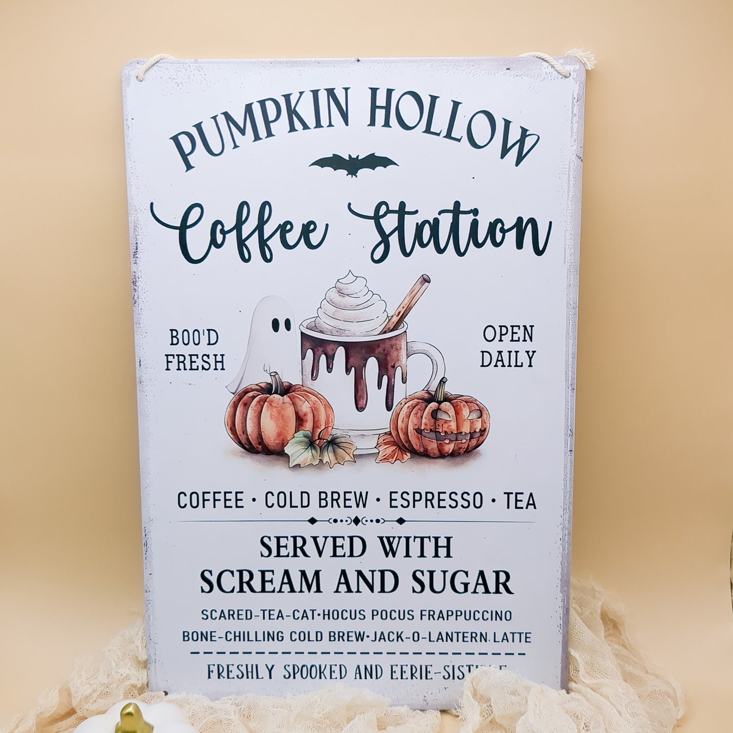 Pumpkin Hollow Koffie Station Bord