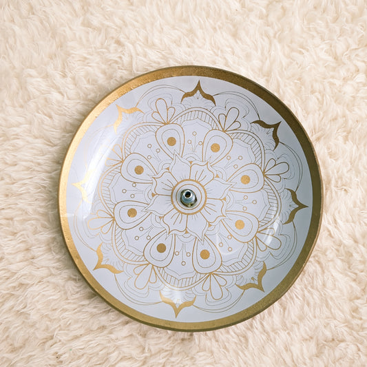 Ronde glazen Mandala Wierookhouder