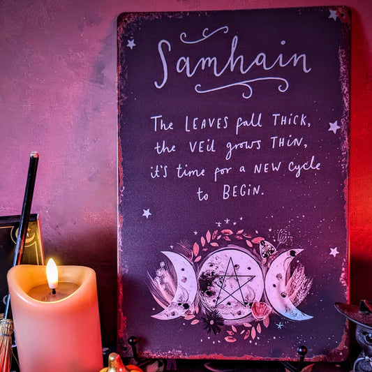 Samhain Blessings metalen bord